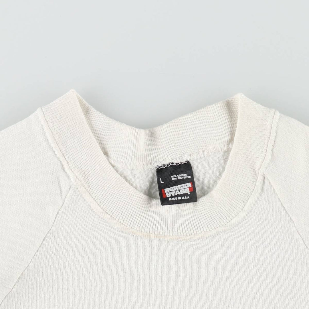 90'S Screen Stars Print Sweatshirt, Made in USA, Women's Size L (Equivalent), Vintage cotton white type Vintage Second Hand