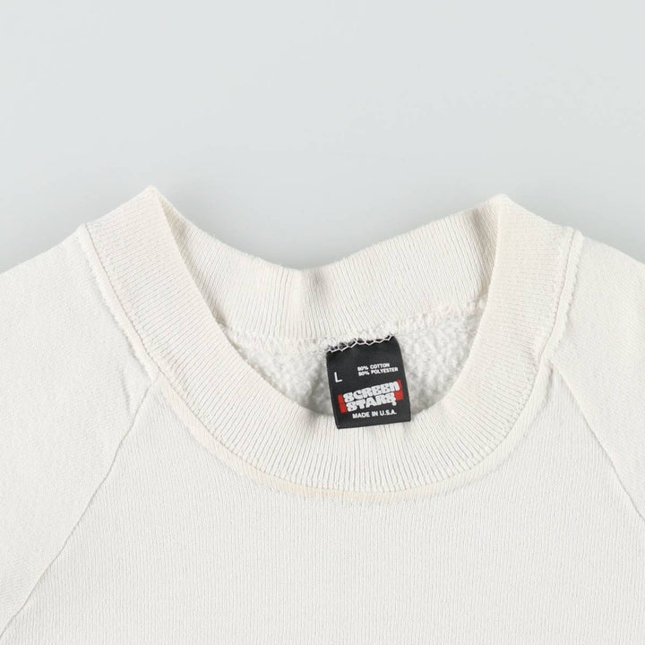 90'S Screen Stars Print Sweatshirt, Made in USA, Women's Size L (Equivalent), Vintage cotton white type Vintage Second Hand