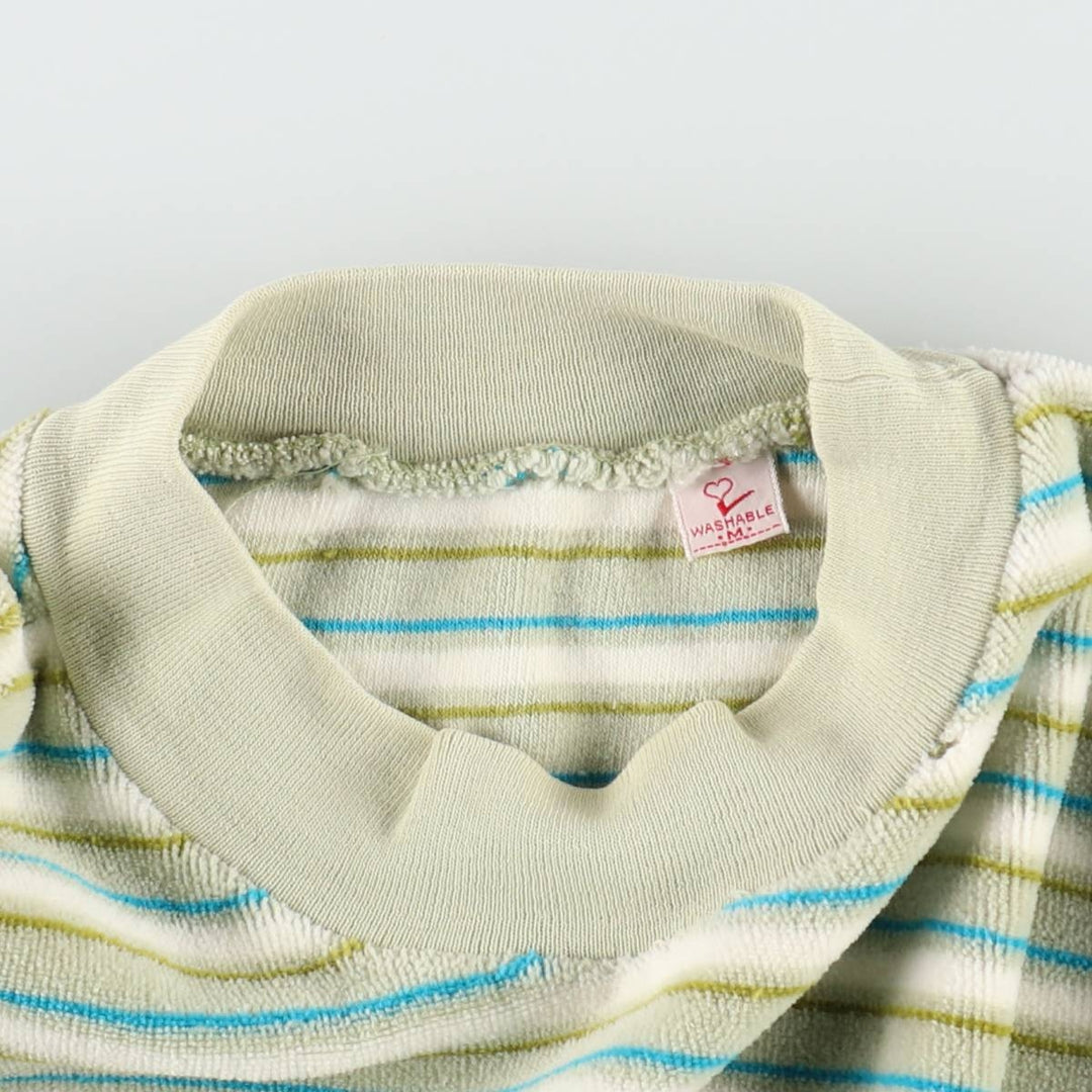 Striped Pattern Sweatshirt (Women's Size L) unclear Khaki type sage green Vintage Second Hand