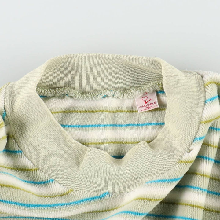 Striped Pattern Sweatshirt (Women's Size L) unclear Khaki type sage green Vintage Second Hand