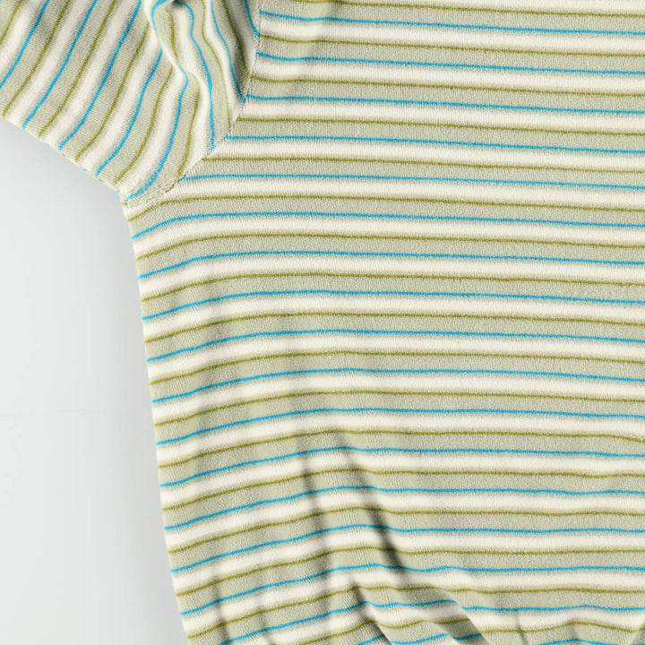 Striped Pattern Sweatshirt (Women's Size L) unclear Khaki type sage green Vintage Second Hand