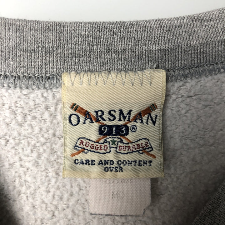 90'S OARSMAN USNAVY Military Logo Sweatshirt, Men's Size M (Equivalent), Vintage cotton gray type Vintage Second Hand