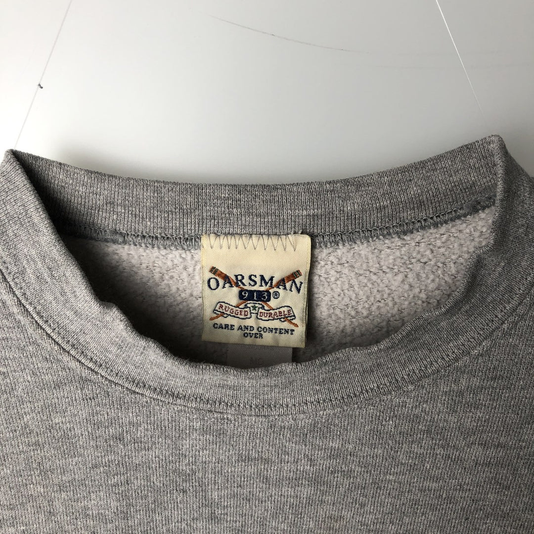 90'S OARSMAN USNAVY Military Logo Sweatshirt, Men's Size M (Equivalent), Vintage cotton gray type Vintage Second Hand