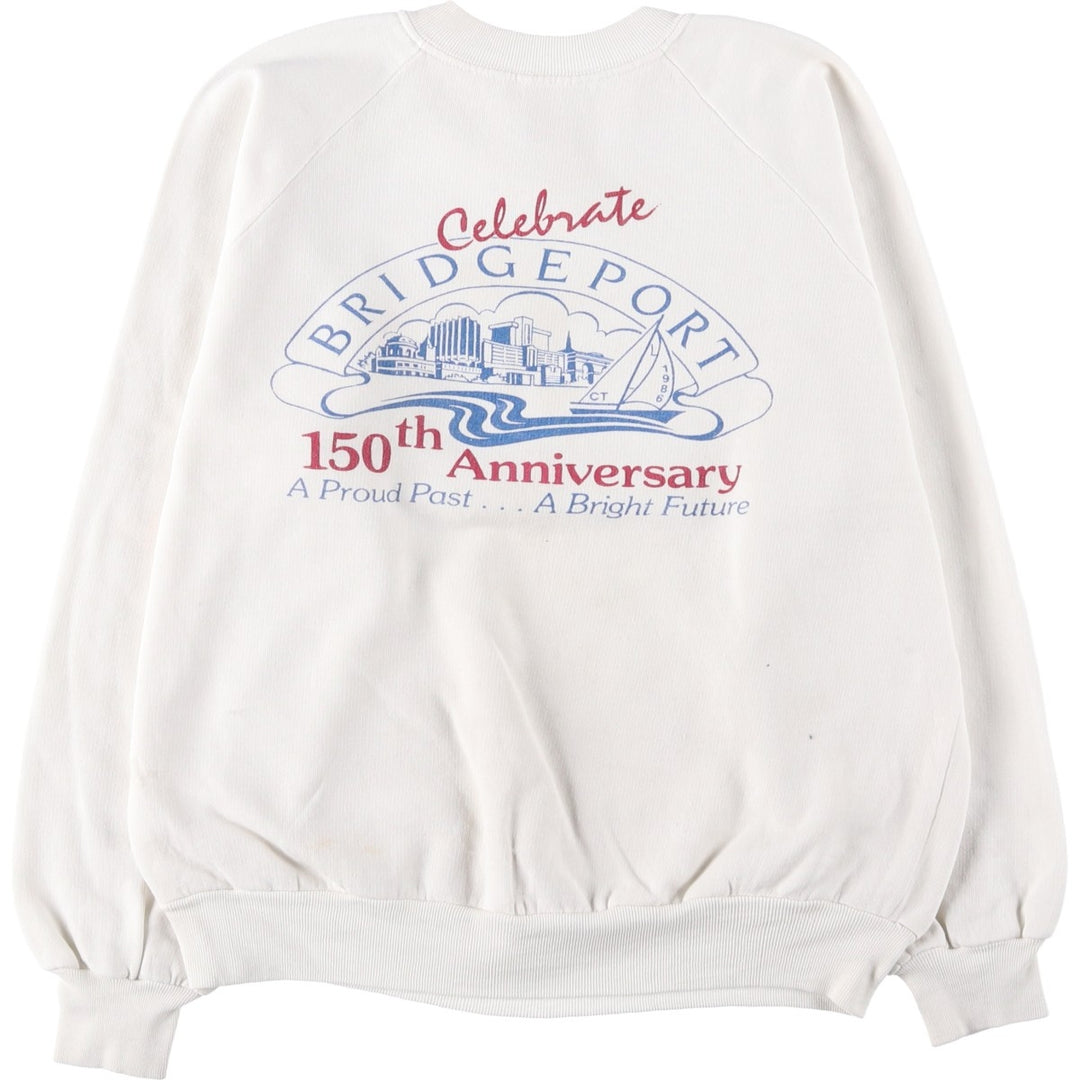 80'S Sportswear Printed Sweatshirt, Women's Size L (approx.), Vintage polyester white type Vintage Second Hand