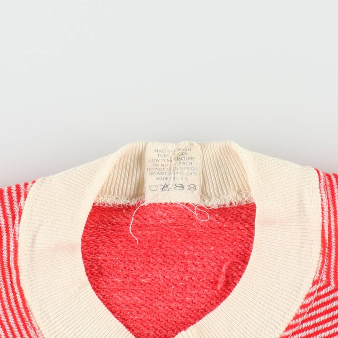 70s-80'S Velva Sheen striped pattern sweatshirt, made in USA, women's size M equivalent, vintage. cotton white type Vintage Second Hand