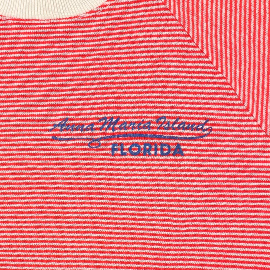 70s-80'S Velva Sheen striped pattern sweatshirt, made in USA, women's size M equivalent, vintage. cotton white type Vintage Second Hand