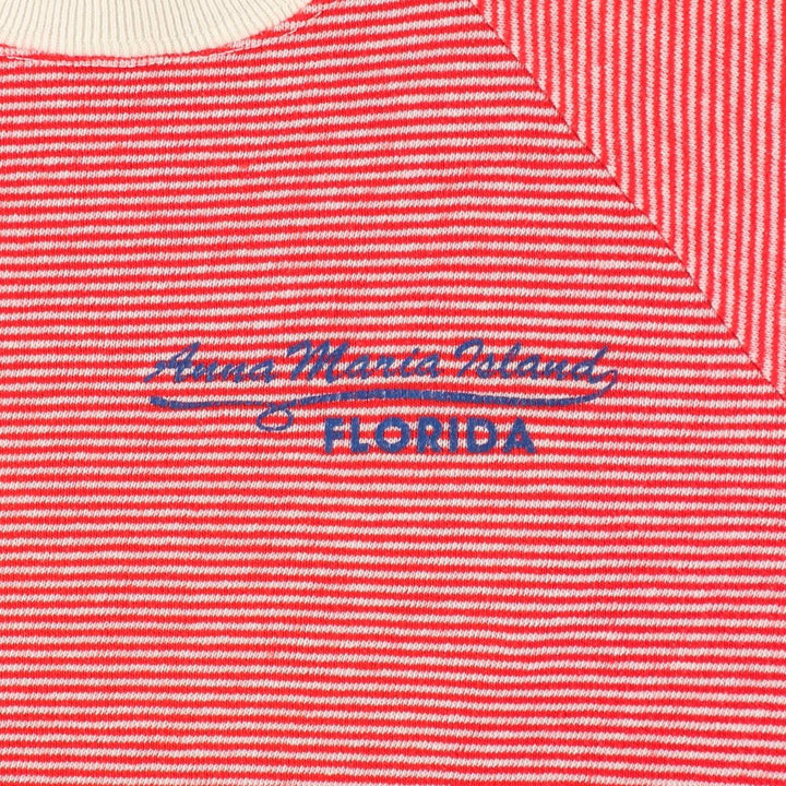 70s-80'S Velva Sheen striped pattern sweatshirt, made in USA, women's size M equivalent, vintage. cotton white type Vintage Second Hand