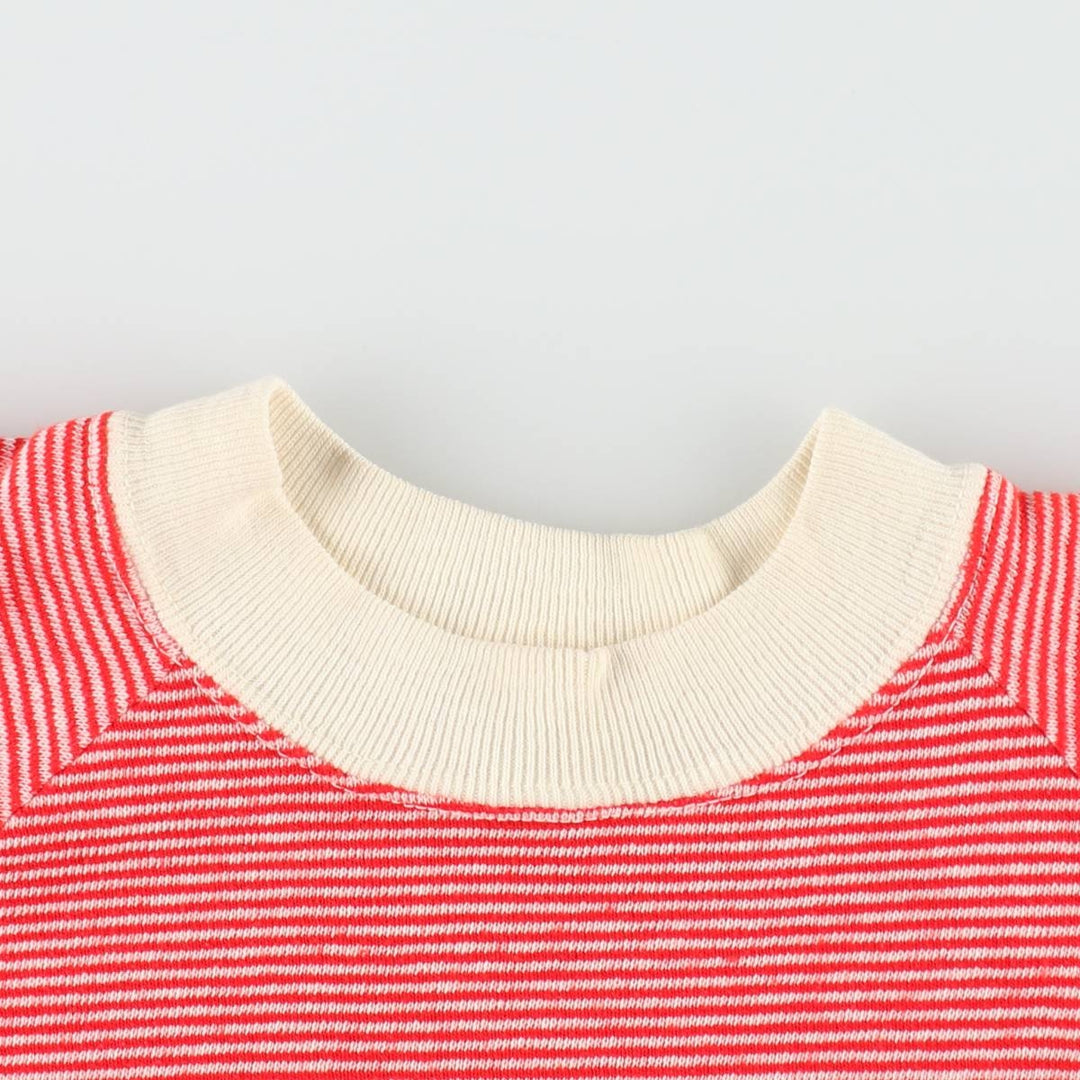 70s-80'S Velva Sheen striped pattern sweatshirt, made in USA, women's size M equivalent, vintage. cotton white type Vintage Second Hand