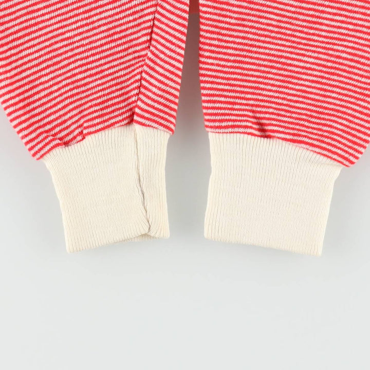 70s-80'S Velva Sheen striped pattern sweatshirt, made in USA, women's size M equivalent, vintage. cotton white type Vintage Second Hand