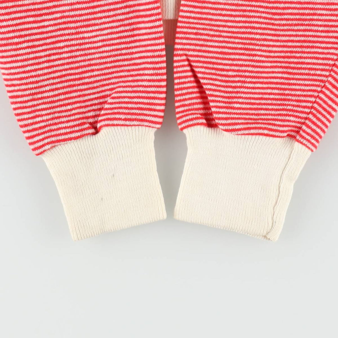 70s-80'S Velva Sheen striped pattern sweatshirt, made in USA, women's size M equivalent, vintage. cotton white type Vintage Second Hand