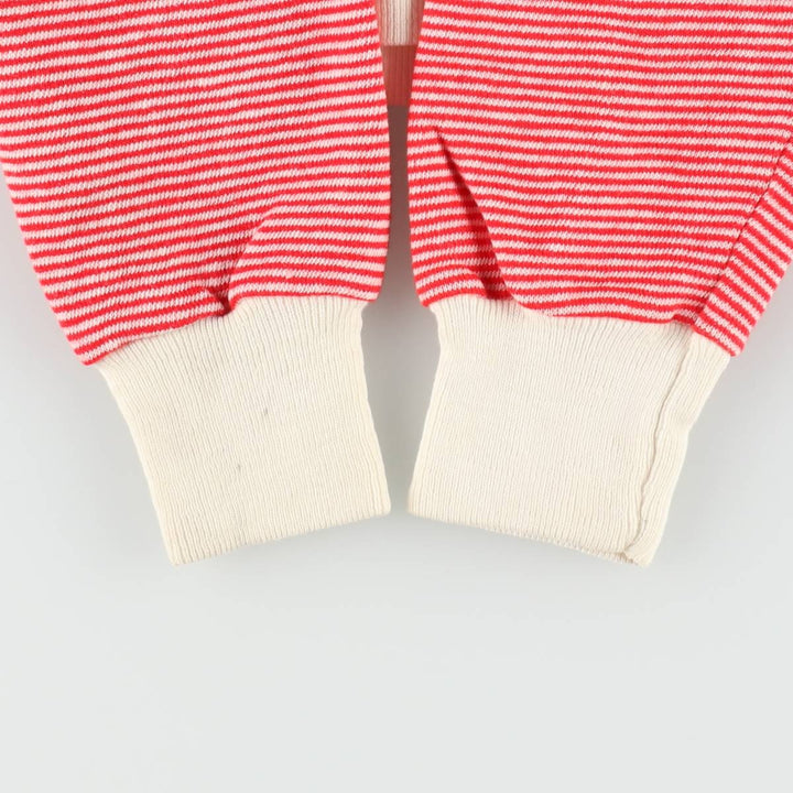 70s-80'S Velva Sheen striped pattern sweatshirt, made in USA, women's size M equivalent, vintage. cotton white type Vintage Second Hand