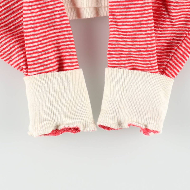 70s-80'S Velva Sheen striped pattern sweatshirt, made in USA, women's size M equivalent, vintage. cotton white type Vintage Second Hand