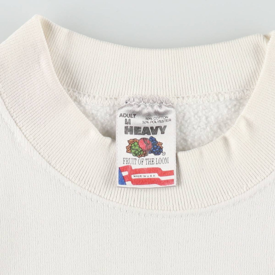 90'S Fruit of the Loom Floral Sunflower Pattern Sweatshirt, Made in USA, Men's Size M (approx.), Vintage cotton white type Vintage Second Hand