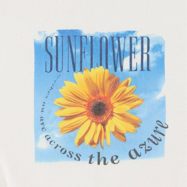 90'S Fruit of the Loom Floral Sunflower Pattern Sweatshirt, Made in USA, Men's Size M (approx.), Vintage cotton white type Vintage Second Hand