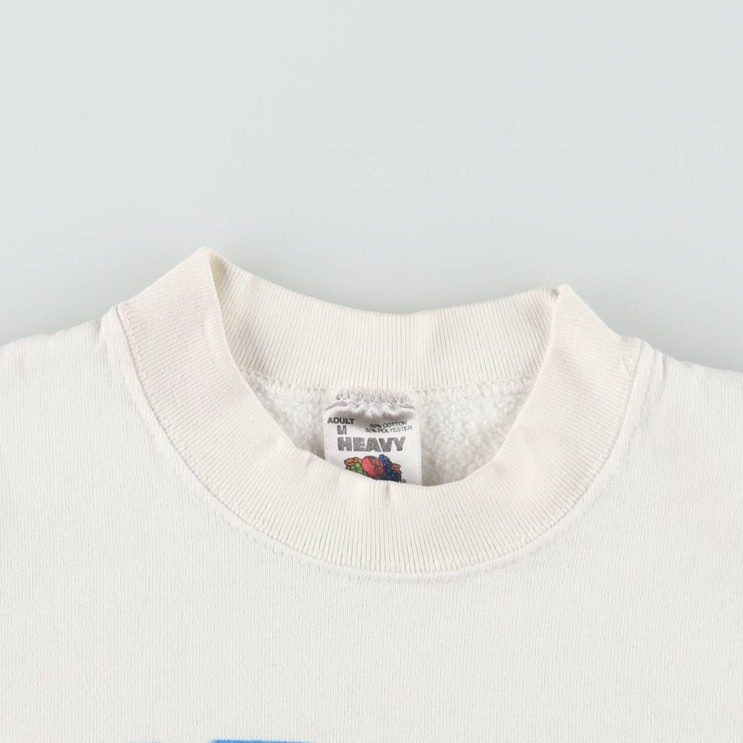 90'S Fruit of the Loom Floral Sunflower Pattern Sweatshirt, Made in USA, Men's Size M (approx.), Vintage cotton white type Vintage Second Hand