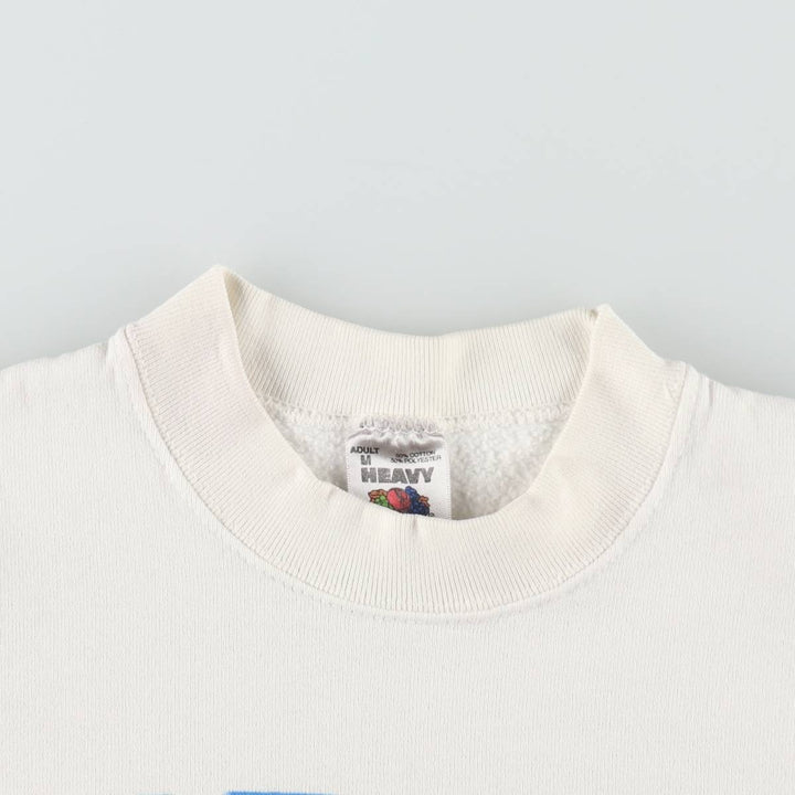90'S Fruit of the Loom Floral Sunflower Pattern Sweatshirt, Made in USA, Men's Size M (approx.), Vintage cotton white type Vintage Second Hand