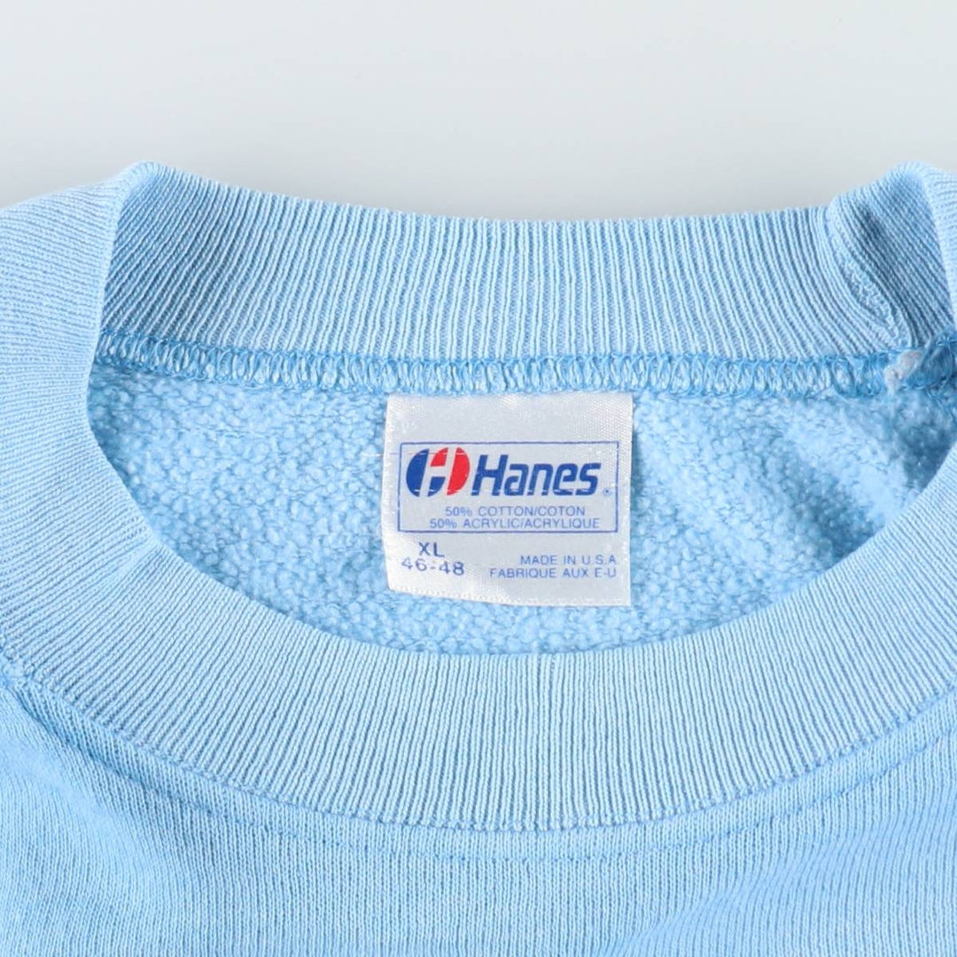 1980'S Hanes Virgin Mary Print Sweatshirt, Made in USA, Men's XL (approx.), Vintage cotton Blue type light blue Vintage Second Hand