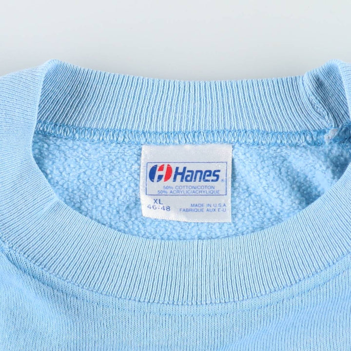1980'S Hanes Virgin Mary Print Sweatshirt, Made in USA, Men's XL (approx.), Vintage cotton Blue type light blue Vintage Second Hand