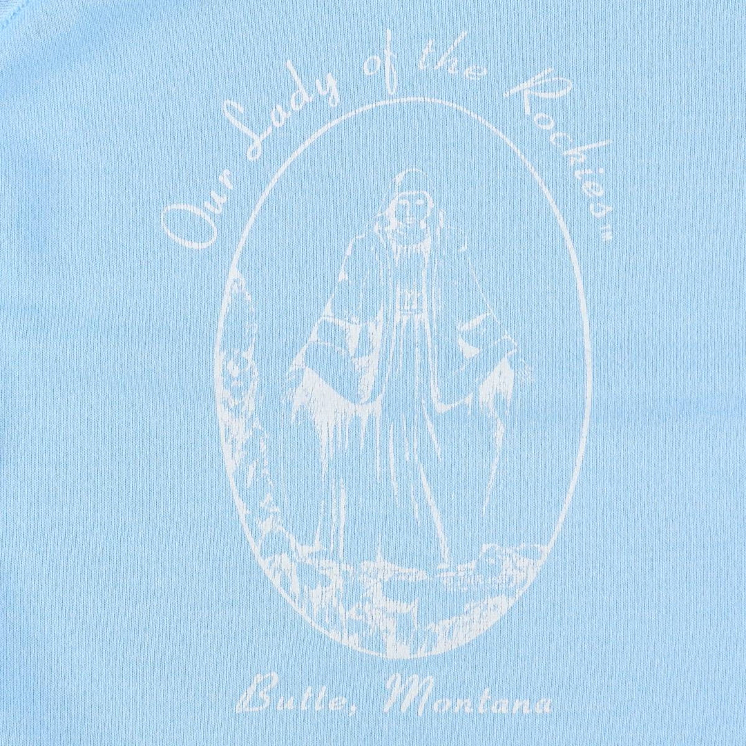 1980'S Hanes Virgin Mary Print Sweatshirt, Made in USA, Men's XL (approx.), Vintage cotton Blue type light blue Vintage Second Hand