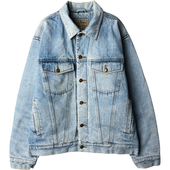90s-00'S L.L.Bean padded denim jacket (men's size M equivalent) cotton blue type Vintage Second Hand