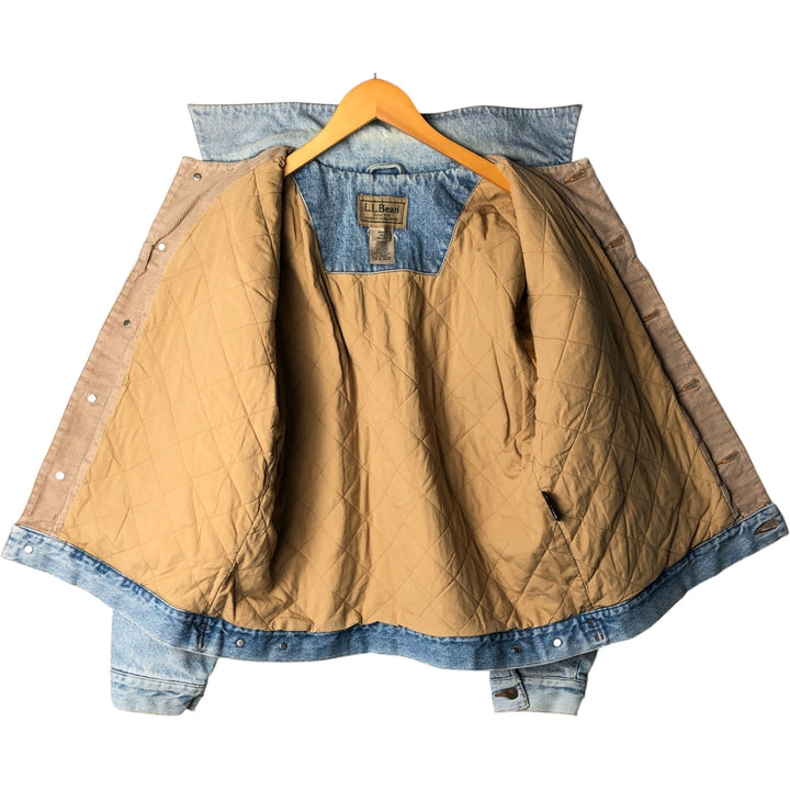 90s-00'S L.L.Bean padded denim jacket (men's size M equivalent) cotton blue type Vintage Second Hand