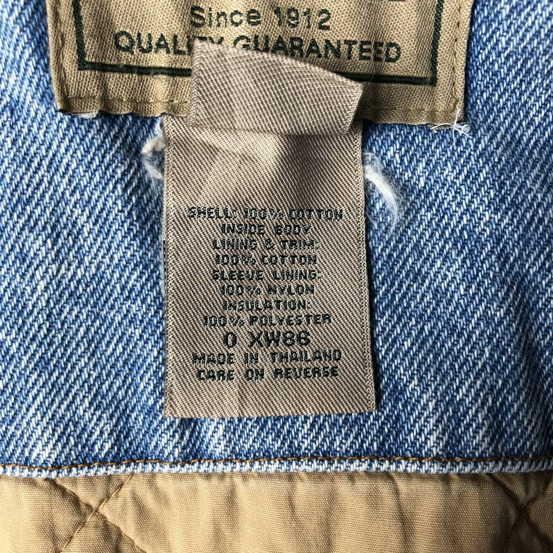 90s-00'S L.L.Bean padded denim jacket (men's size M equivalent) cotton blue type Vintage Second Hand