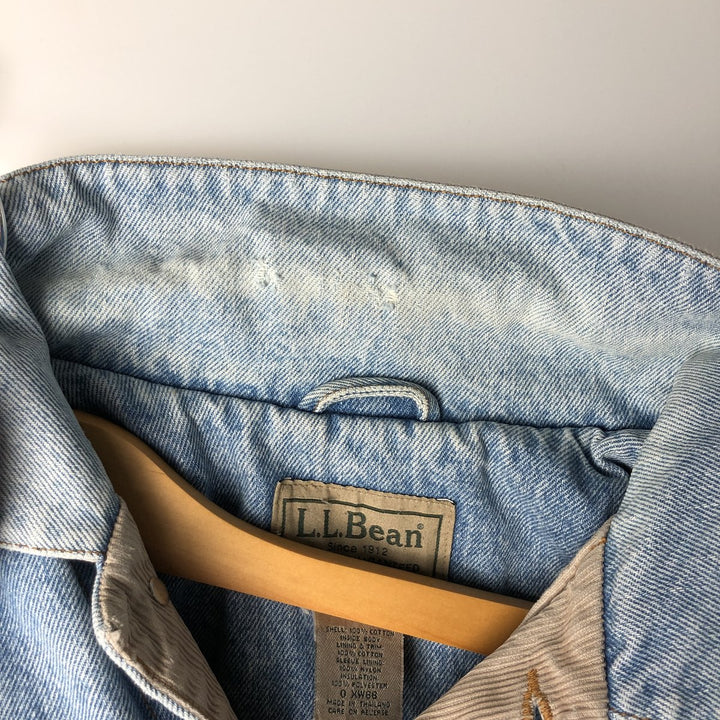 90s-00'S L.L.Bean padded denim jacket (men's size M equivalent) cotton blue type Vintage Second Hand
