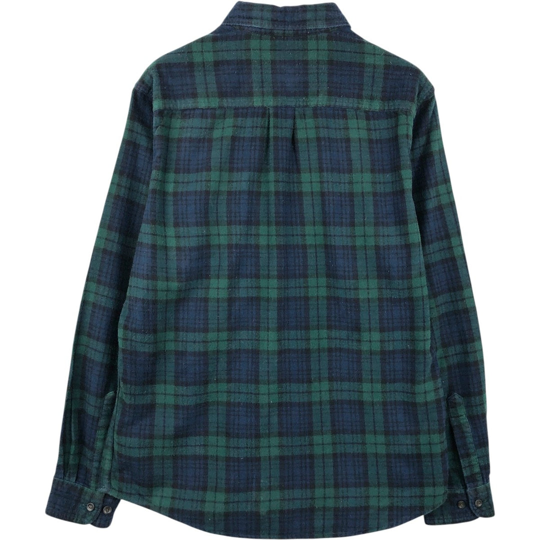 LLBean Traditional Fit Long-Sleeve Button-Down Light Flannel Check Shirt, Men's Size S (approx.) cotton Green type dark green Vintage Second Hand