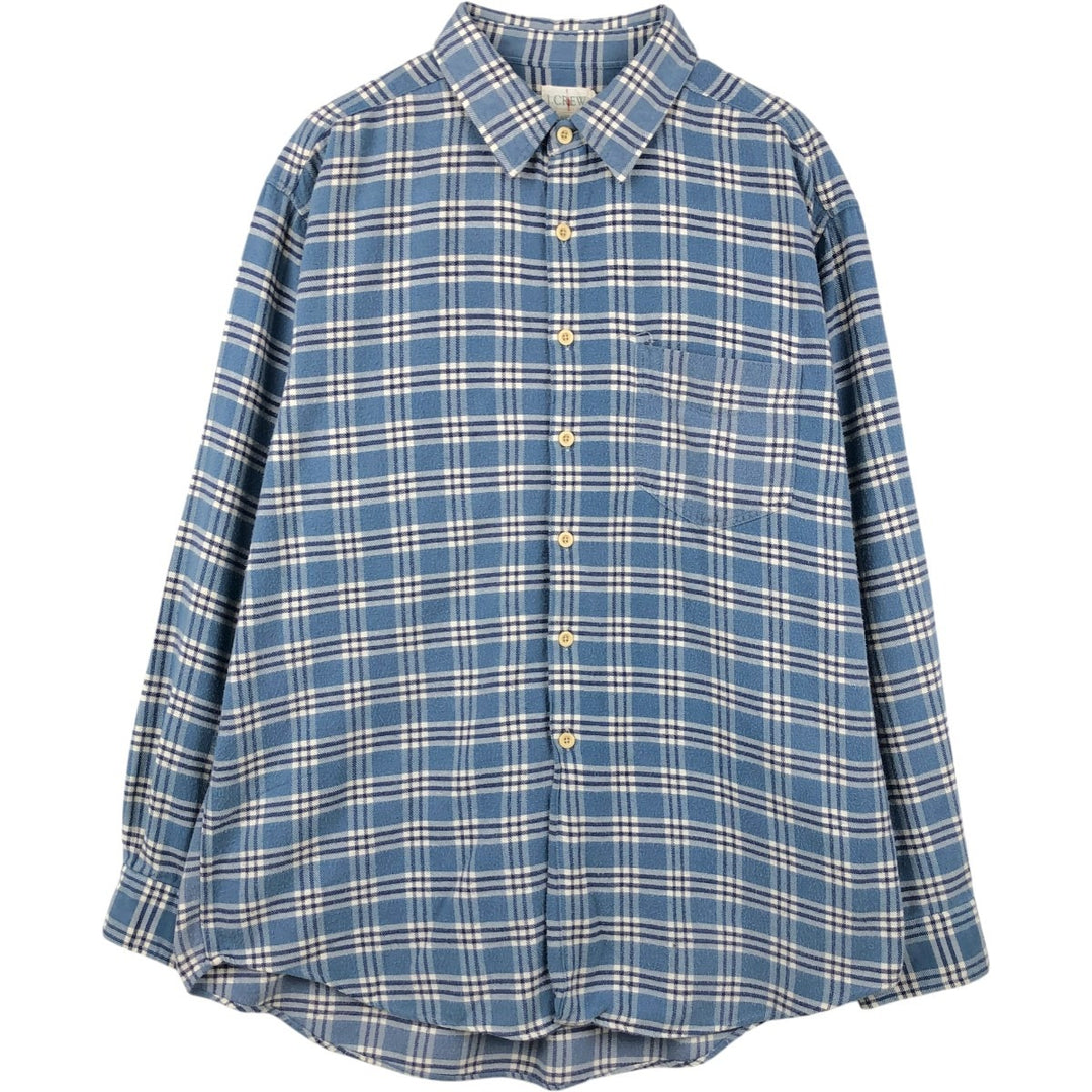 90'S J.Crew Long Sleeve Light Nell Check Shirt, Men's XL, Vintage cotton Blue type light blue Vintage Second Hand