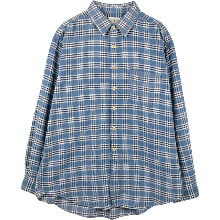 90'S J.Crew Long Sleeve Light Nell Check Shirt, Men's XL, Vintage cotton Blue type light blue Vintage Second Hand