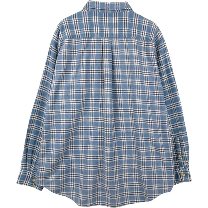 90'S J.Crew Long Sleeve Light Nell Check Shirt, Men's XL, Vintage cotton Blue type light blue Vintage Second Hand