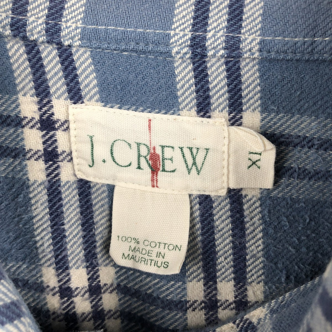 90'S J.Crew Long Sleeve Light Nell Check Shirt, Men's XL, Vintage cotton Blue type light blue Vintage Second Hand