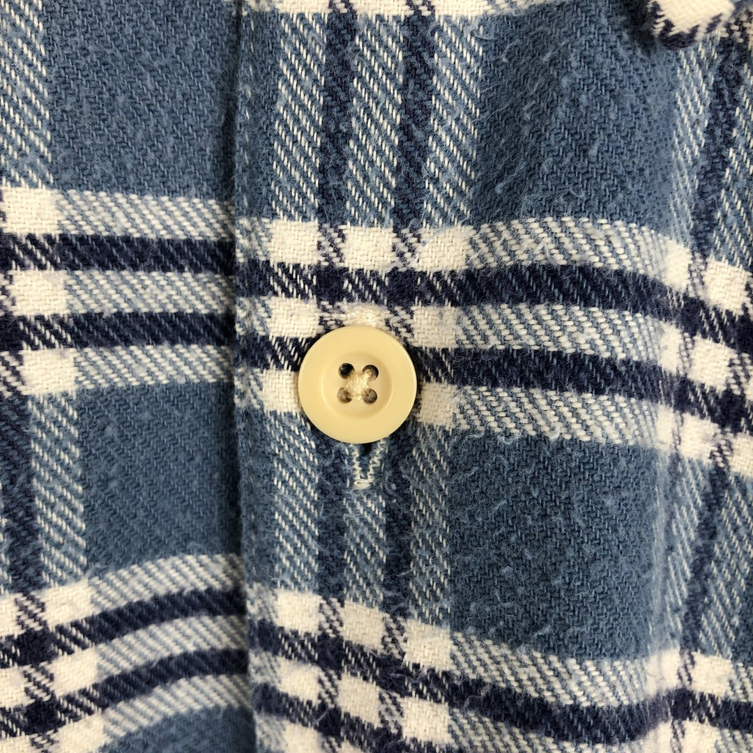 90'S J.Crew Long Sleeve Light Nell Check Shirt, Men's XL, Vintage cotton Blue type light blue Vintage Second Hand