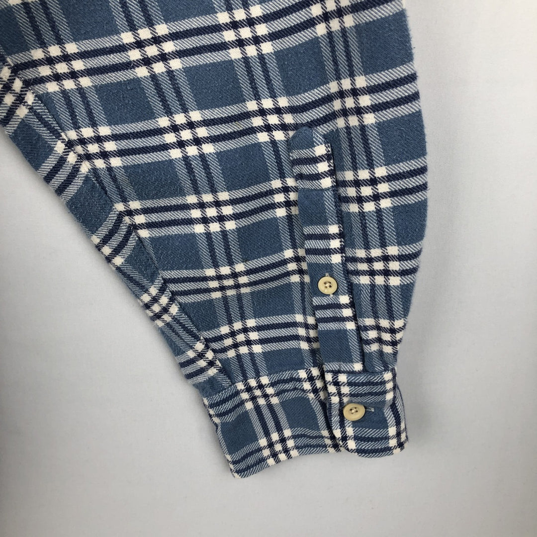 90'S J.Crew Long Sleeve Light Nell Check Shirt, Men's XL, Vintage cotton Blue type light blue Vintage Second Hand