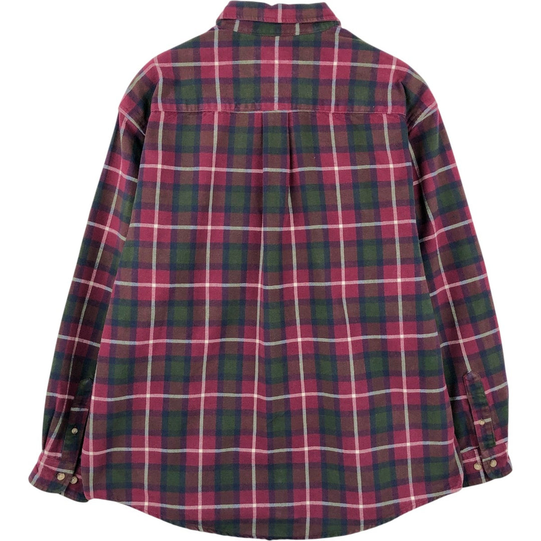 Eddie Bauer Men's Long Sleeve Flannel Check Shirt, Size L cotton red type Vintage Second Hand