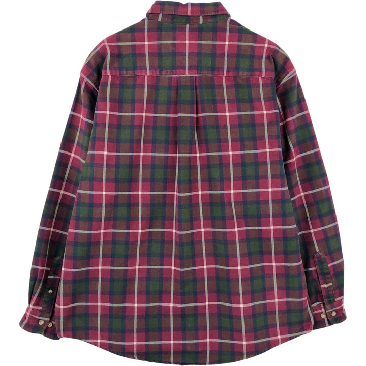 Eddie Bauer Men's Long Sleeve Flannel Check Shirt, Size L cotton red type Vintage Second Hand