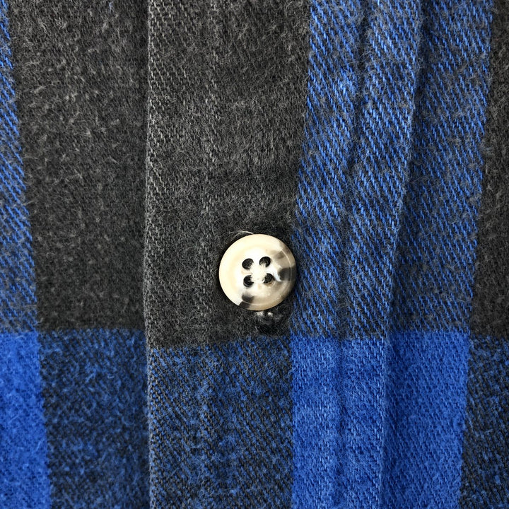 1990'S St. John's Bay Buffalo Check Long-Sleeve Flannel Check Shirt (Men's Size XL) cotton blue type Vintage Second Hand