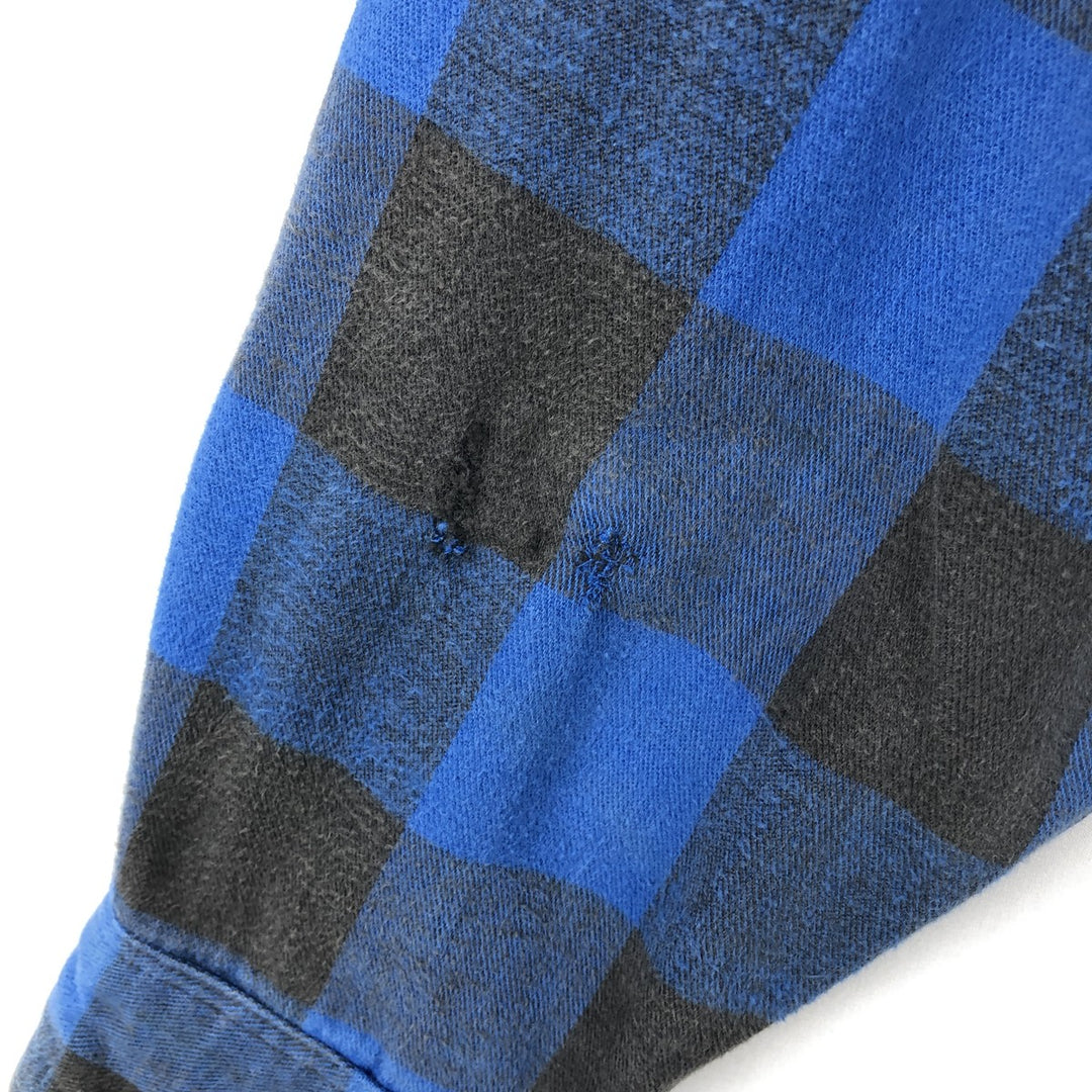 1990'S St. John's Bay Buffalo Check Long-Sleeve Flannel Check Shirt (Men's Size XL) cotton blue type Vintage Second Hand