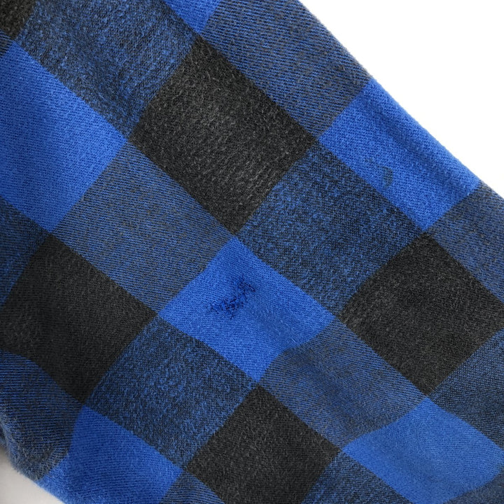 1990'S St. John's Bay Buffalo Check Long-Sleeve Flannel Check Shirt (Men's Size XL) cotton blue type Vintage Second Hand