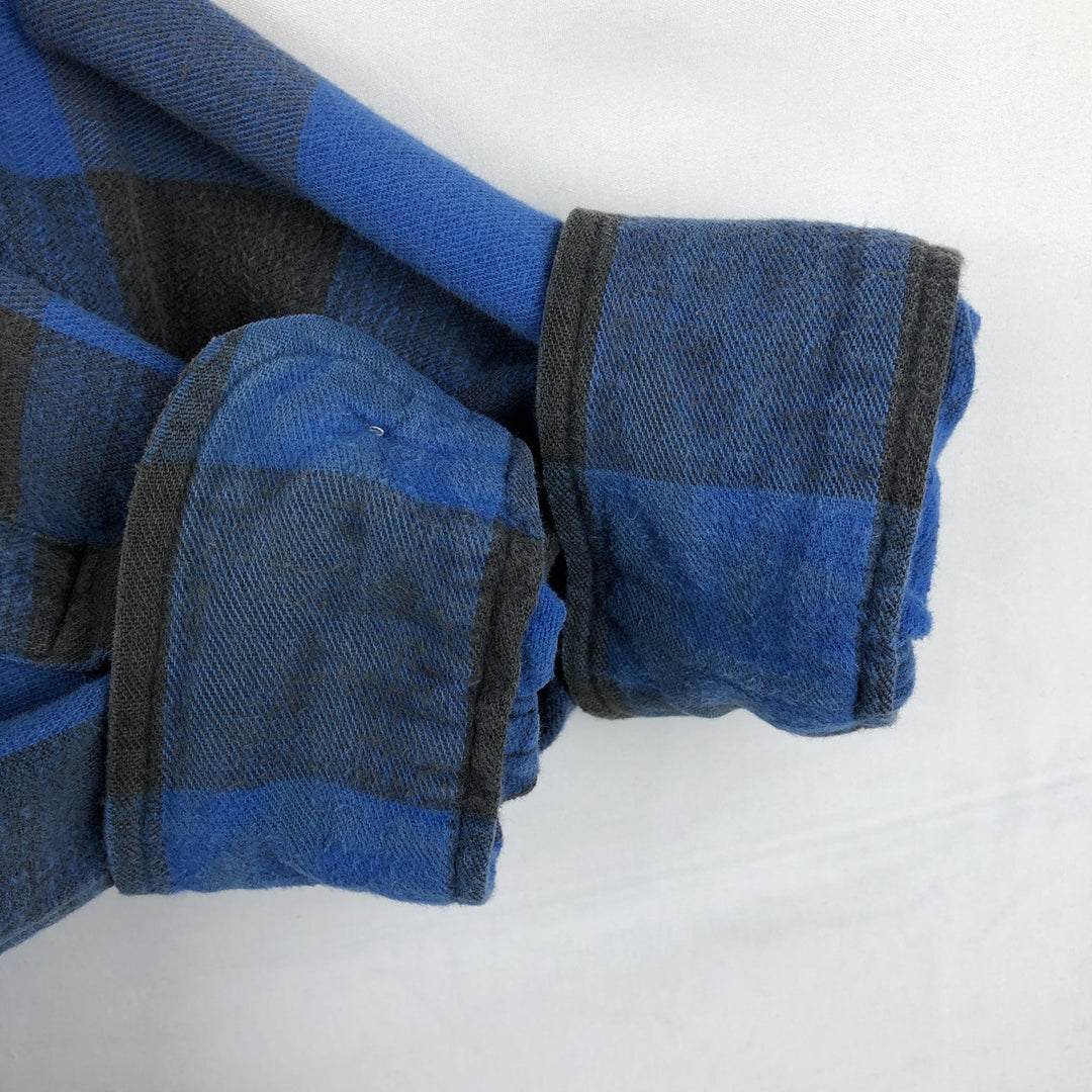 1990'S St. John's Bay Buffalo Check Long-Sleeve Flannel Check Shirt (Men's Size XL) cotton blue type Vintage Second Hand