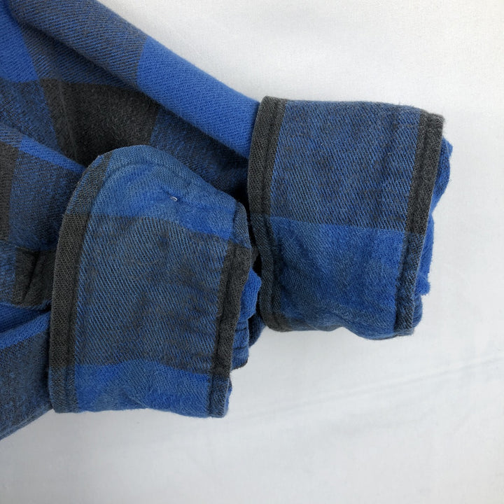 1990'S St. John's Bay Buffalo Check Long-Sleeve Flannel Check Shirt (Men's Size XL) cotton blue type Vintage Second Hand