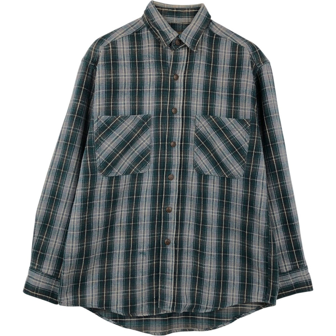 Vintage 90s-00'S St. John's Bay long-sleeved flannel check shirt, size M, men's cotton gray type Vintage Second Hand