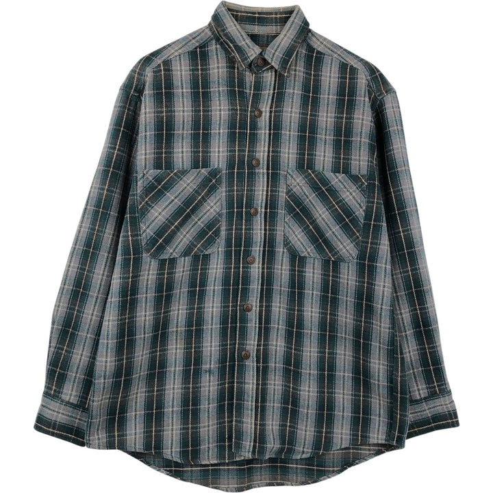 Vintage 90s-00'S St. John's Bay long-sleeved flannel check shirt, size M, men's cotton gray type Vintage Second Hand
