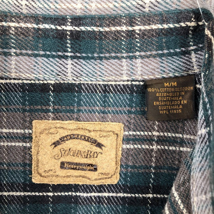 Vintage 90s-00'S St. John's Bay long-sleeved flannel check shirt, size M, men's cotton gray type Vintage Second Hand