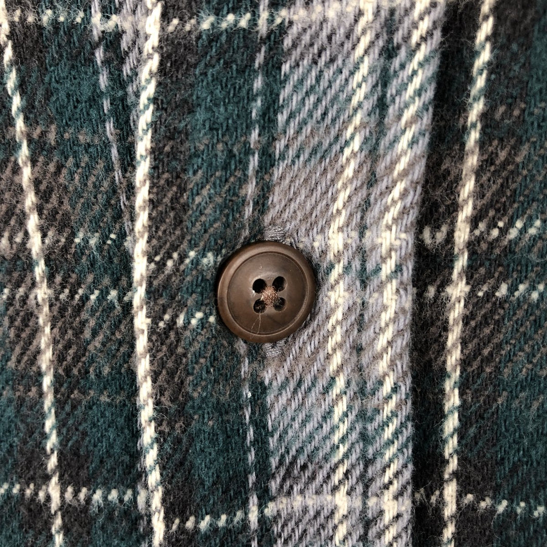Vintage 90s-00'S St. John's Bay long-sleeved flannel check shirt, size M, men's cotton gray type Vintage Second Hand