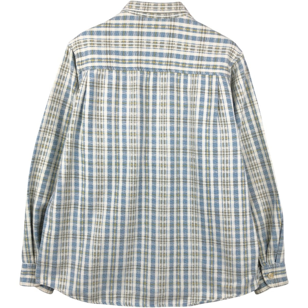 BILLABOUNG Long-Sleeve Flannel Check Shirt, Made in USA, Men's Size M (approx.) cotton Blue type light blue Vintage Second Hand