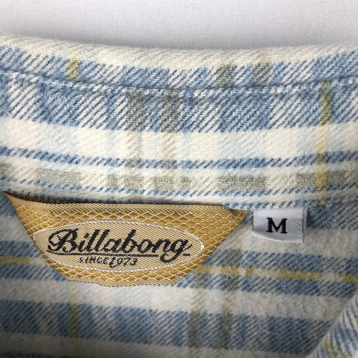 BILLABOUNG Long-Sleeve Flannel Check Shirt, Made in USA, Men's Size M (approx.) cotton Blue type light blue Vintage Second Hand
