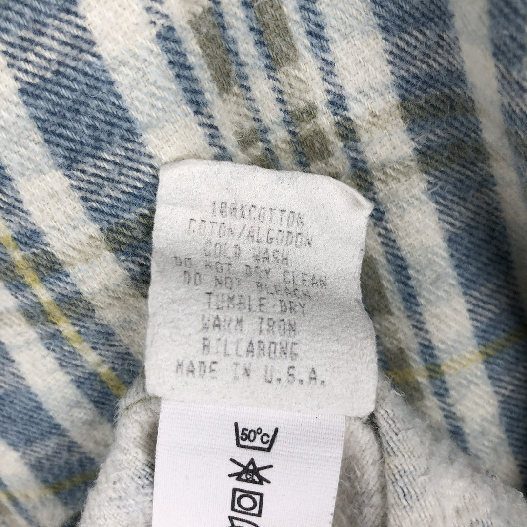 BILLABOUNG Long-Sleeve Flannel Check Shirt, Made in USA, Men's Size M (approx.) cotton Blue type light blue Vintage Second Hand