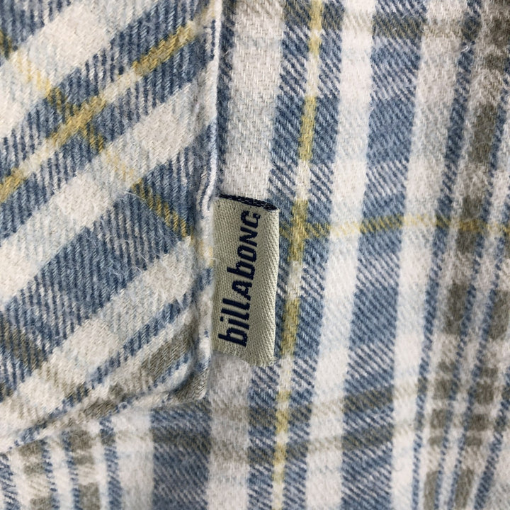 BILLABOUNG Long-Sleeve Flannel Check Shirt, Made in USA, Men's Size M (approx.) cotton Blue type light blue Vintage Second Hand