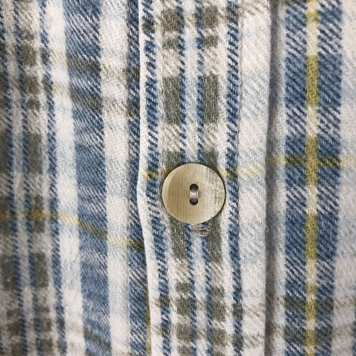 BILLABOUNG Long-Sleeve Flannel Check Shirt, Made in USA, Men's Size M (approx.) cotton Blue type light blue Vintage Second Hand